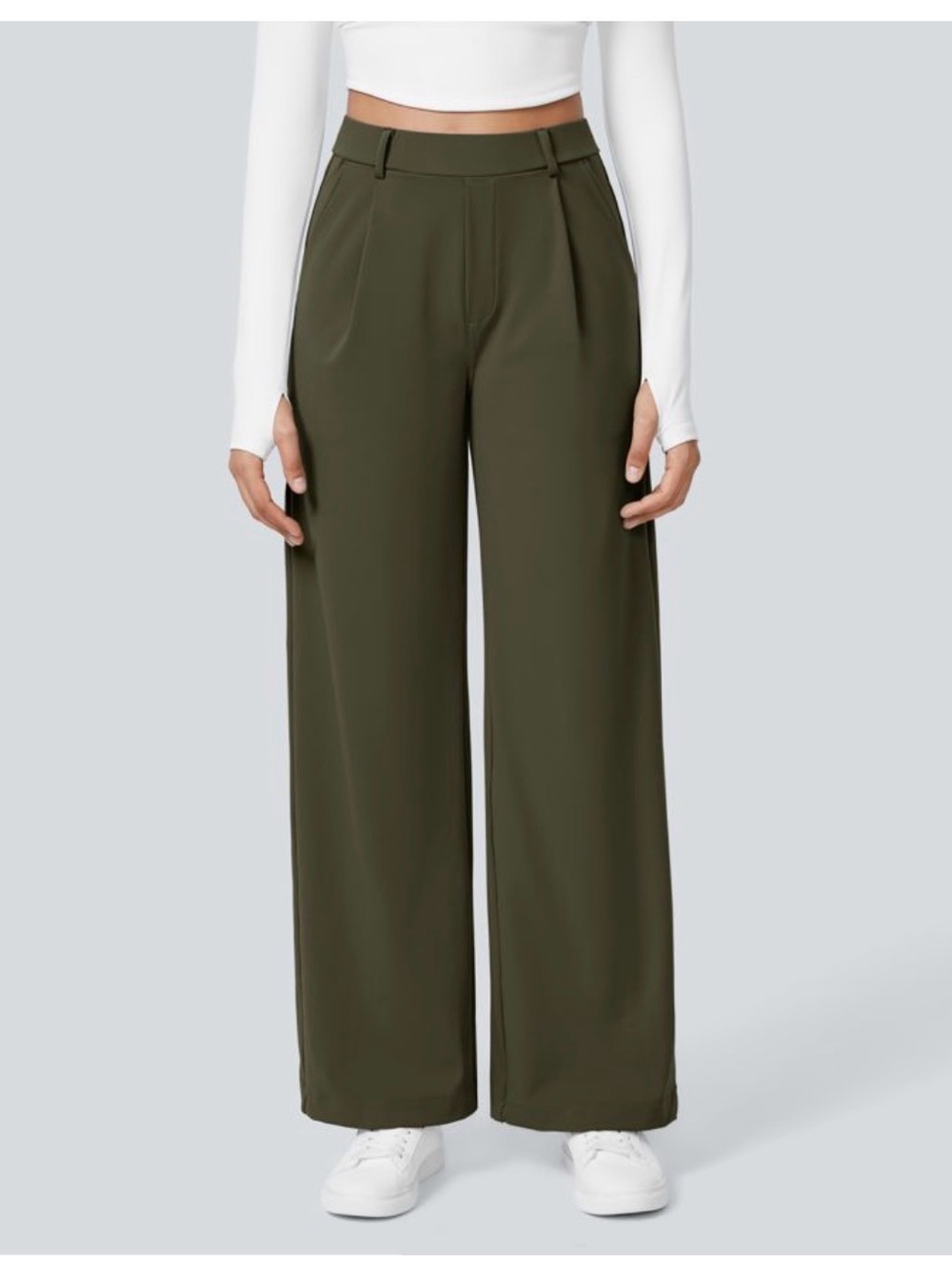 HALARA Women's Straight Leg Wide Pants in Forest Night